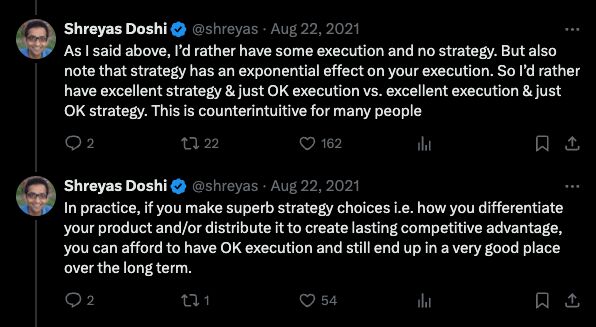 Shreyas Doshi on strategy vs execution — post 2
