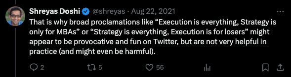 Shreyas Doshi on strategy vs execution — post 3