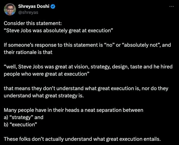 Shreyas Doshi on strategy vs execution — post 4